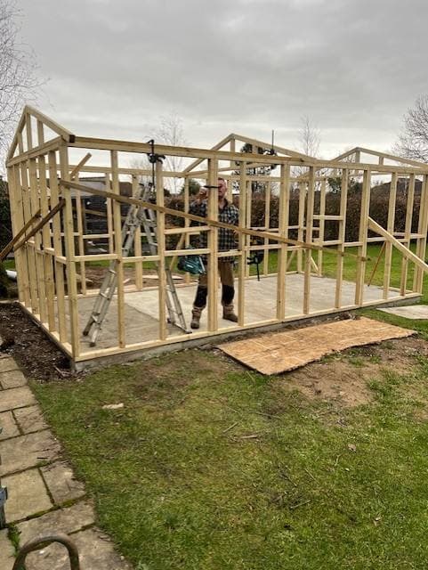 Bespoke garden shed mid-build on site by Gilbert And Son Fencing, North Devon